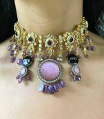 The leopard amethyst kundan set