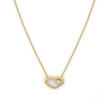 925 Sterling Silver Gold Plated Open Heart Necklace with Cubic Zirconia Accent 1