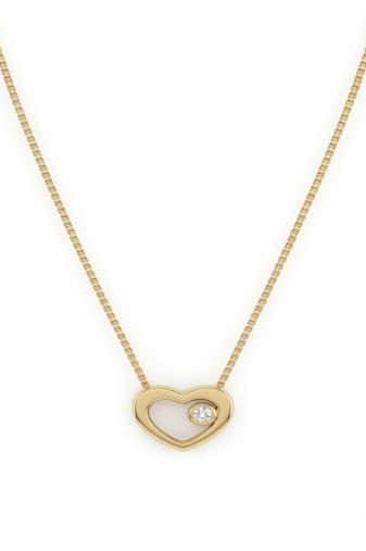 925 Sterling Silver Gold Plated Open Heart Necklace with Cubic Zirconia Accent
