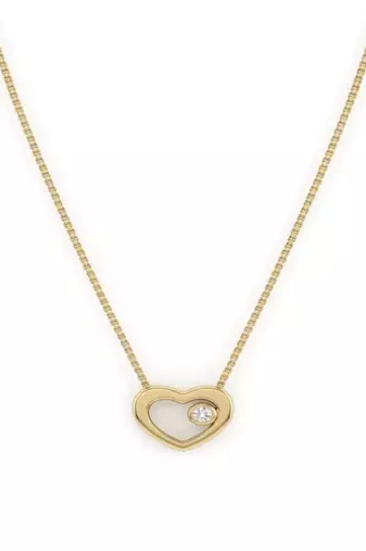 925 Sterling Silver Gold Plated Open Heart Necklace with Cubic Zirconia Accent