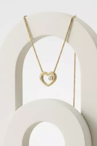 925 Sterling Silver Gold Plated Open Heart Necklace with Cubic Zirconia Accent
