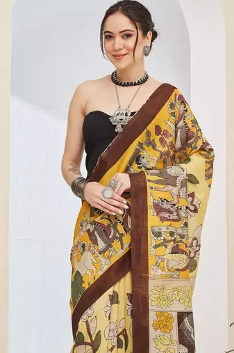 Ethnic design silk blend ready to wear saree