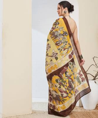 Ethnic design silk blend ready to wear saree 3
