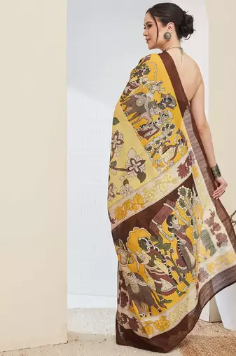Ethnic design silk blend ready to wear saree