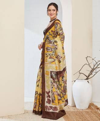 Ethnic design silk blend ready to wear saree 4