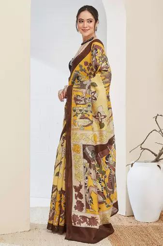 Ethnic design silk blend ready to wear saree