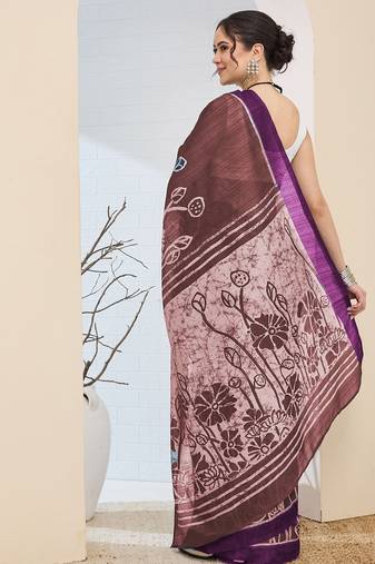 Floral printed silk blend ready to wear saree