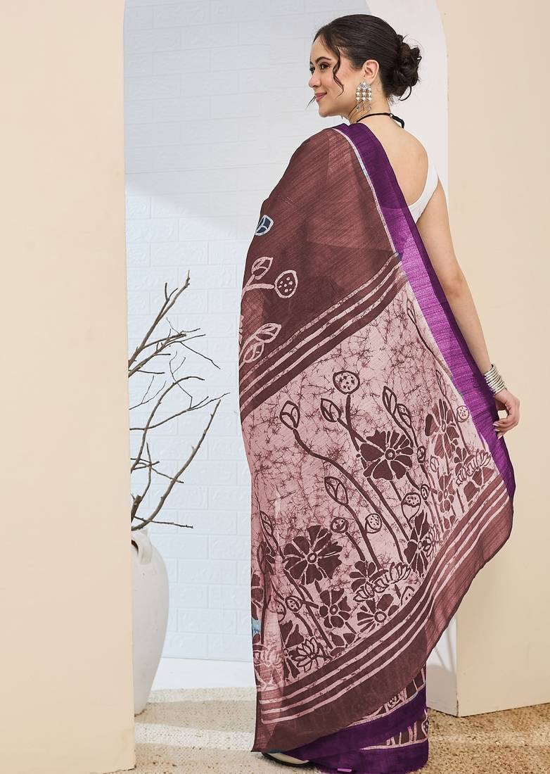 Floral printed silk blend ready to wear saree
