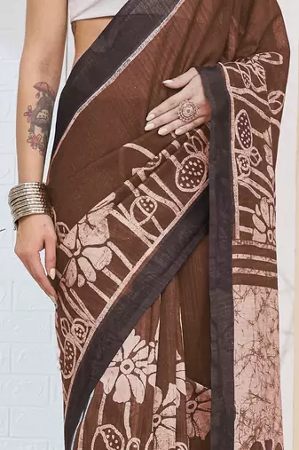 Floral printed silk blend ready to wear saree