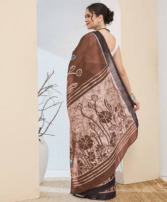 Floral printed silk blend ready to wear saree 4