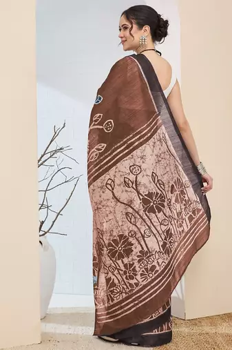 Floral printed silk blend ready to wear saree