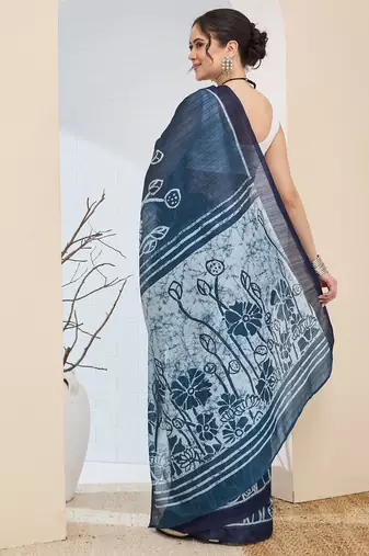 Floral printed silk blend ready to wear saree
