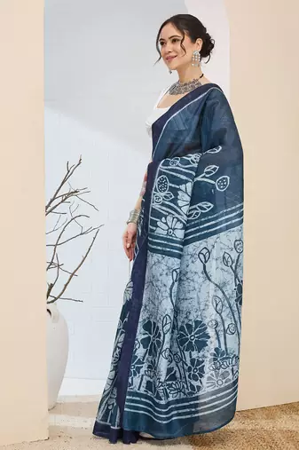 Floral printed silk blend ready to wear saree