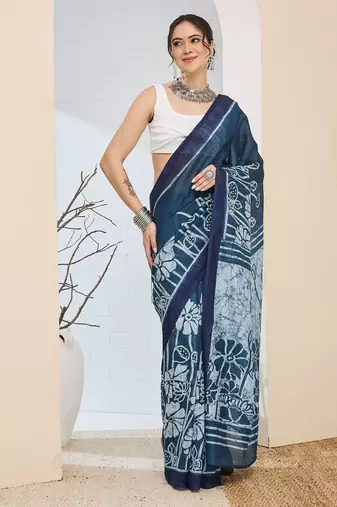 Floral printed silk blend ready to wear saree