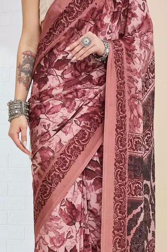Ethnic design silk blend ready to wear saree