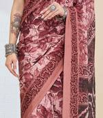 Ethnic design silk blend ready to wear saree