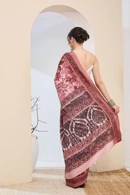 Ethnic design silk blend ready to wear saree 4