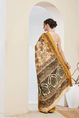 Ethnic design silk blend ready to wear saree 3