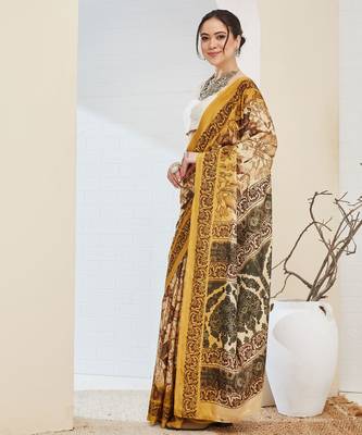 Ethnic design silk blend ready to wear saree 4