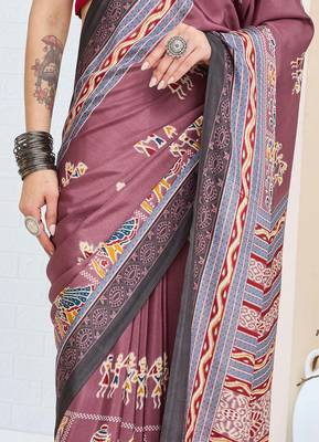 Warli print silk blend ready to wear saree 1