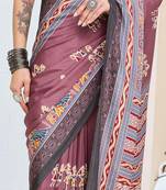Warli print silk blend ready to wear saree