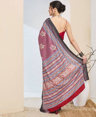 Warli print silk blend ready to wear saree 3