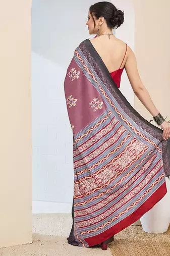 Warli print silk blend ready to wear saree