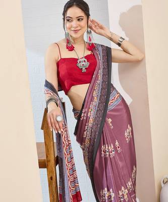 Warli print silk blend ready to wear saree 4