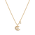 925 Sterling Silver Gold Plated Crescent Moon & Star Necklace with Cubic Zirconia
