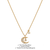 925 Sterling Silver Gold Plated Crescent Moon & Star Necklace with Cubic Zirconia