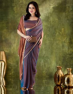 Solid silk blend ready to wear saree 2