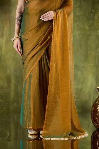 Solid silk blend ready to wear saree