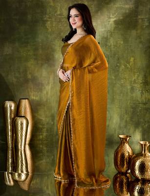 Solid silk blend ready to wear saree 2