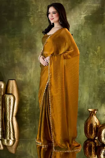 Solid silk blend ready to wear saree
