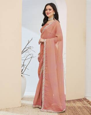Solid silk blend ready to wear saree 3