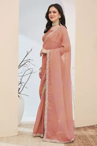 Solid silk blend ready to wear saree