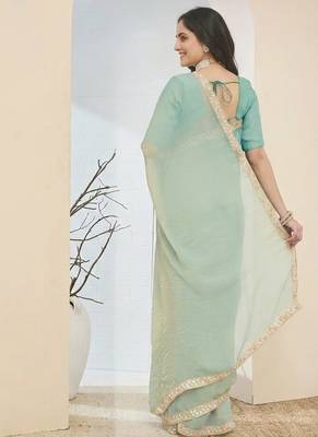 Solid silk blend ready to wear saree 2