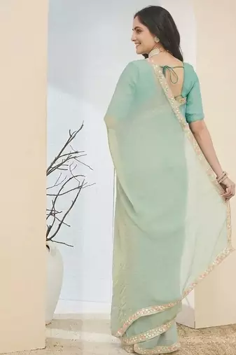 Solid silk blend ready to wear saree