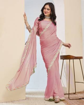 Solid silk blend ready to wear saree 1