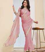 Solid silk blend ready to wear saree