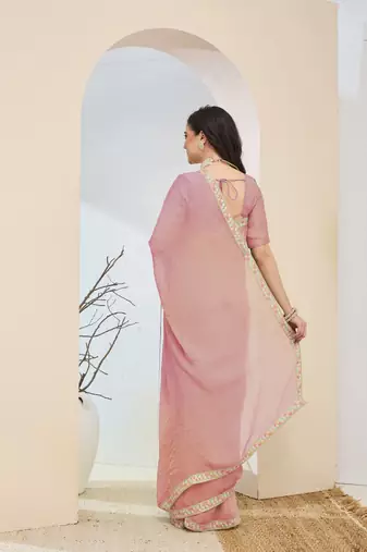Solid silk blend ready to wear saree