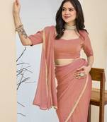 Solid silk blend ready to wear saree