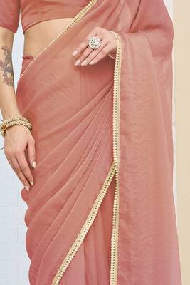 Solid silk blend ready to wear saree 2