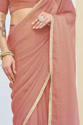 Solid silk blend ready to wear saree