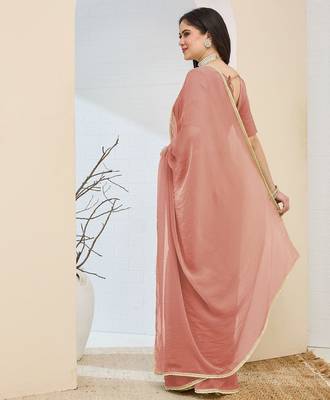 Solid silk blend ready to wear saree 4