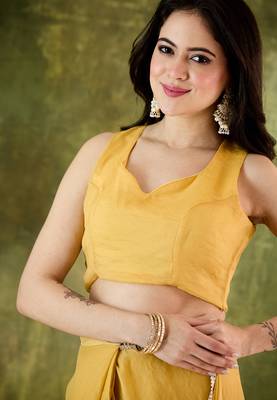 Solid silk blend ready to wear saree 2