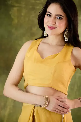 Solid silk blend ready to wear saree