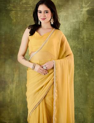 Solid silk blend ready to wear saree 3
