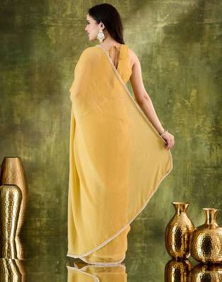 Solid silk blend ready to wear saree 4