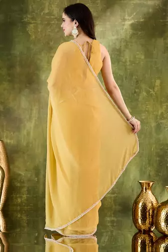 Solid silk blend ready to wear saree